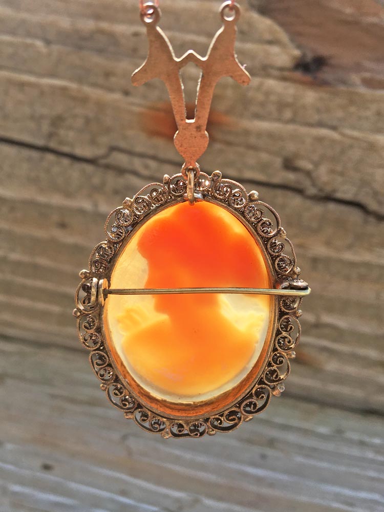 Mixed Salom & Pink Coral w Freeform Earthy Blush Opal Rondell Copper Carved Shell Cameo Necklace